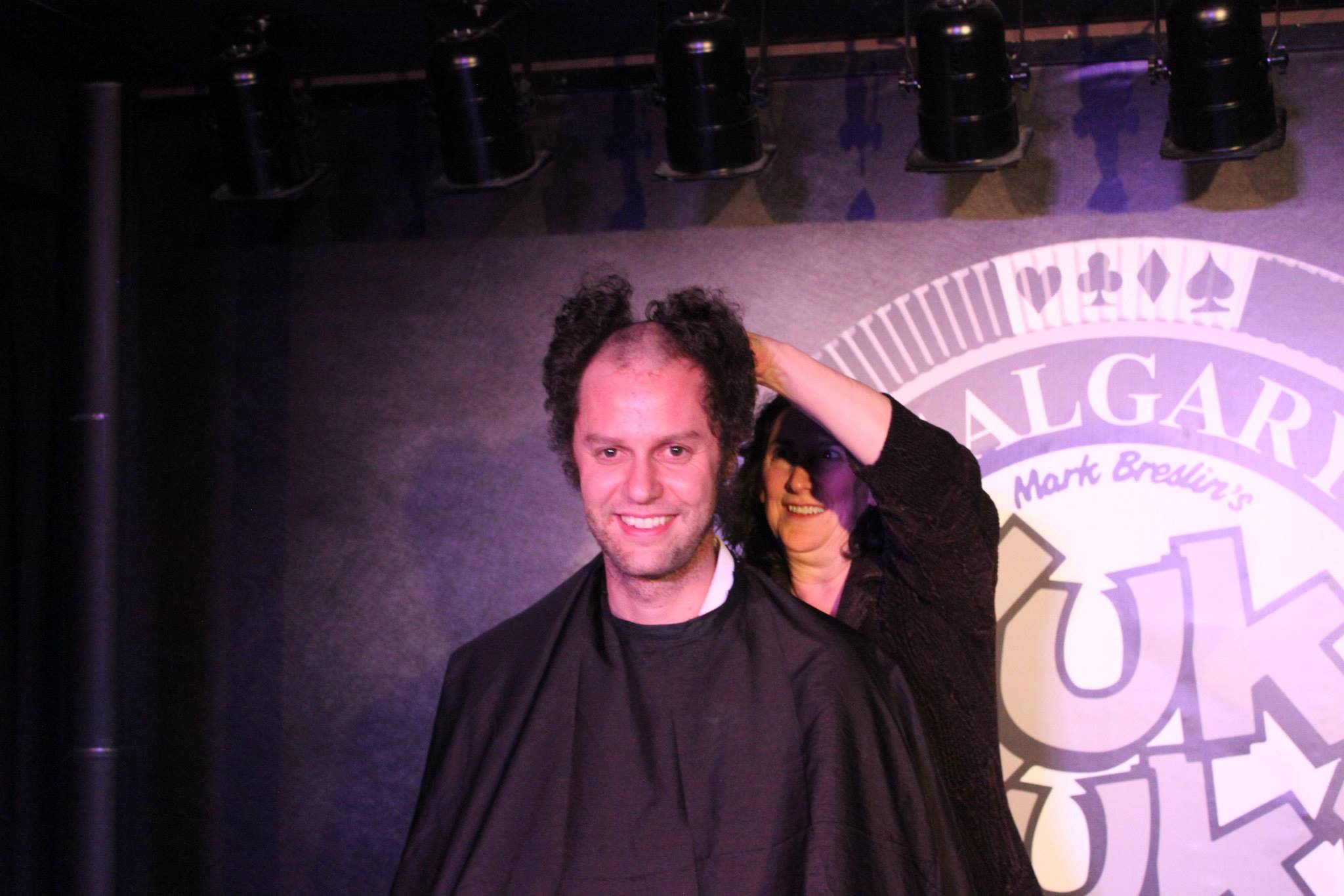 Chris rocking one of his many 'unique' haircuts during the evening.