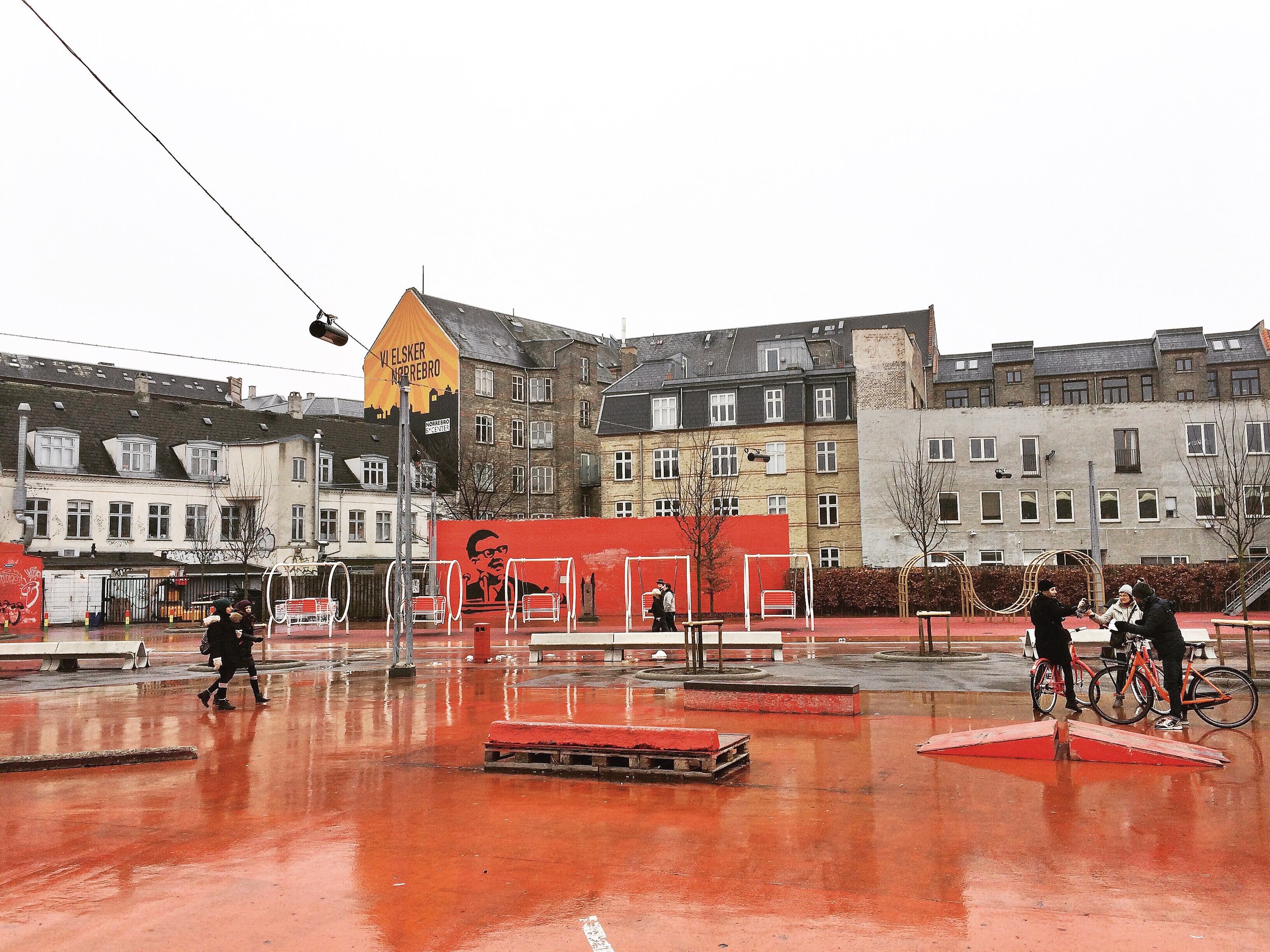 Superkilen, red urban playground, photo by author