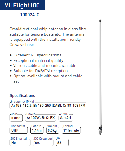 AC Marine UKW-Antenne CELmar3-1