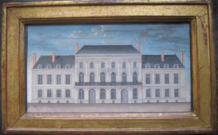 Gravure aquarellée de la cour d'appel, ancien hôtel de Craon, puis parlement de Lorraine