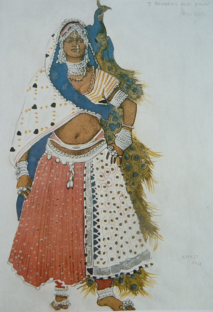 Hétaïre avec un paon (1912), croquis du costume pour le ballet Le Dieu Bleu
