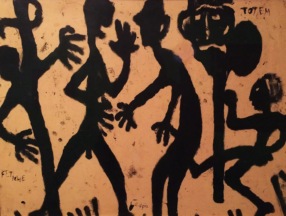 Louis Soutter, Totem , sans date (1937-1942), encre noire, papier contrecollé sur carton, 43,5x57 cm