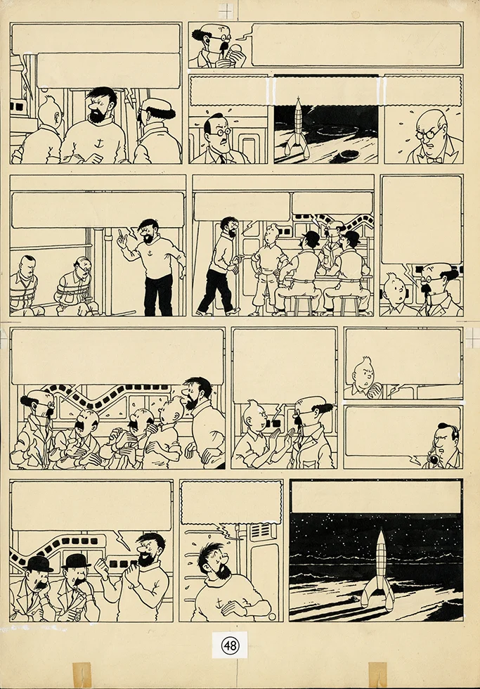 On a marché sur la Lune, planche 48. © Hergé-Molinsart 2016