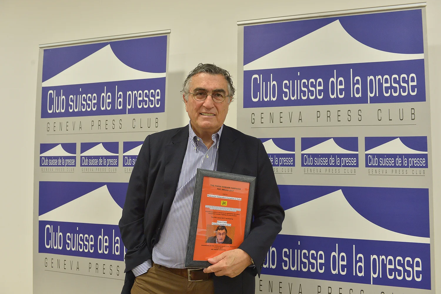 Le journaliste turc Hasan Cemal, président de la plateforme pour un journalisme indépendant P24. © Demir Sönmez / Genève / 1 juin 2017