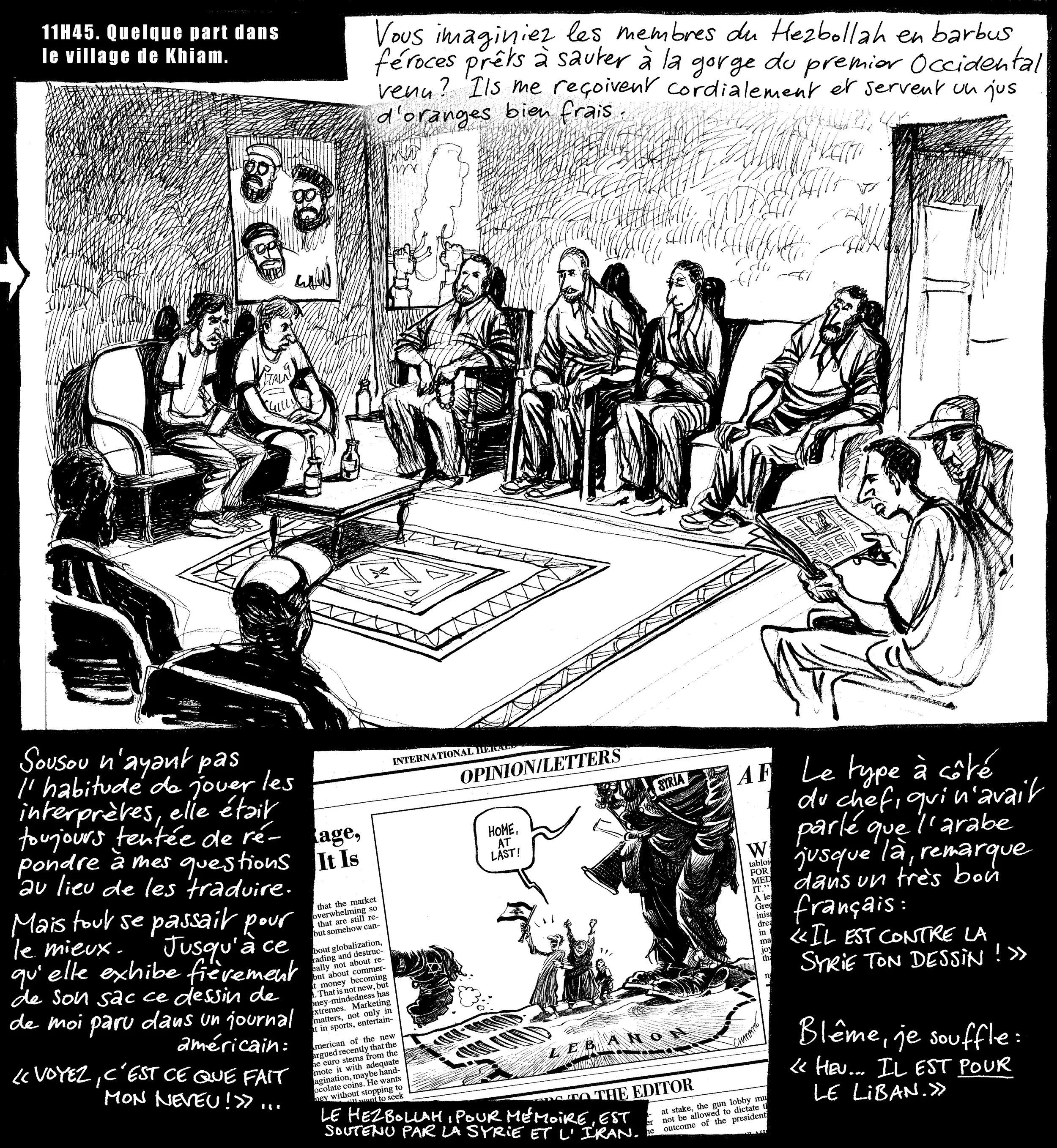 Planche de Ma tante de Beyrouth , une BD parue dans Le Temps en 2000. © Patrick Chappatte