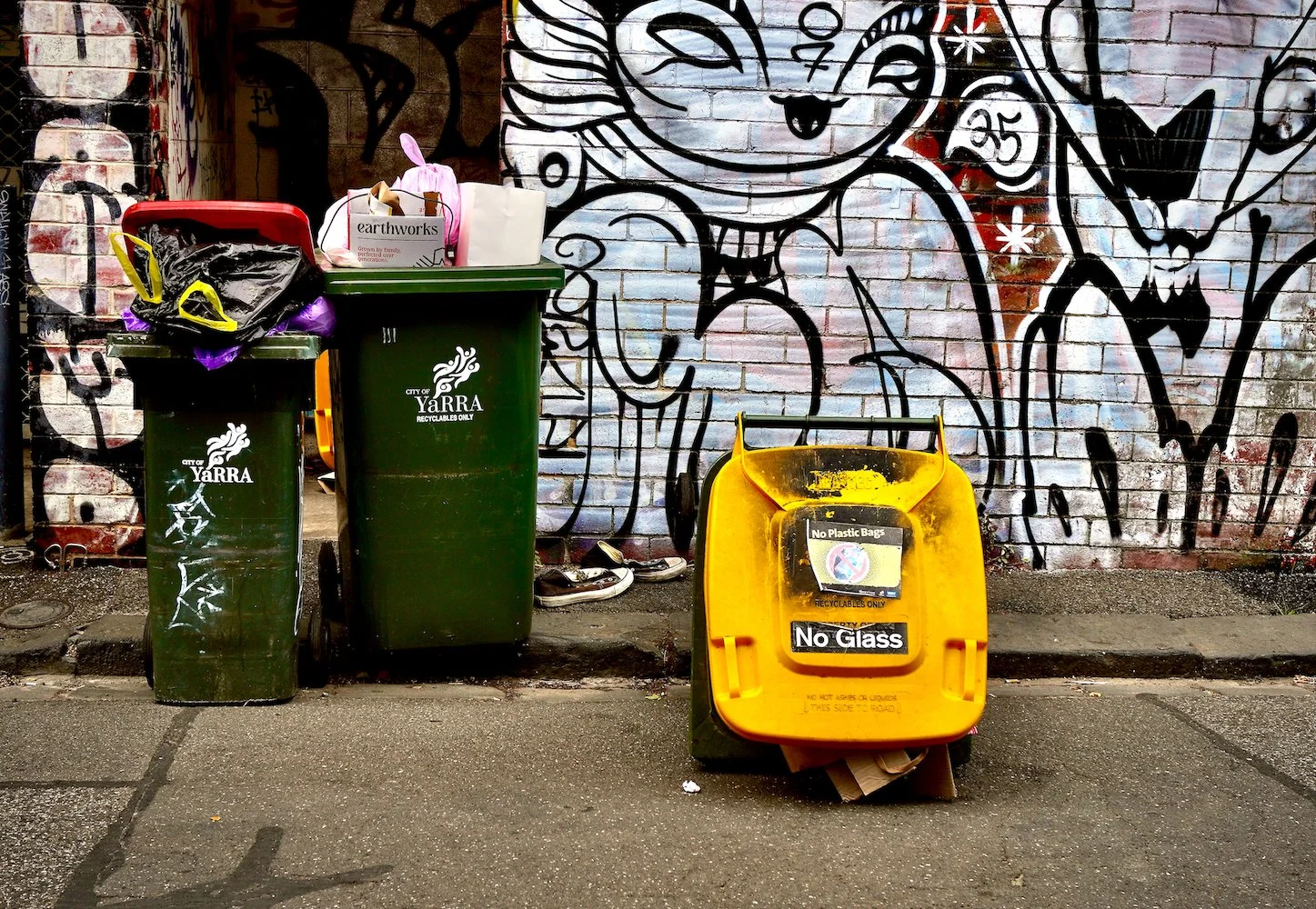  Fitzroy’s grimy back-streets, plastered with graffiti. 