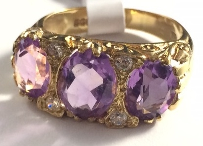 9ct Cubic Zirconia & Purple Stone Ring ref P1994 - £75c.jpg