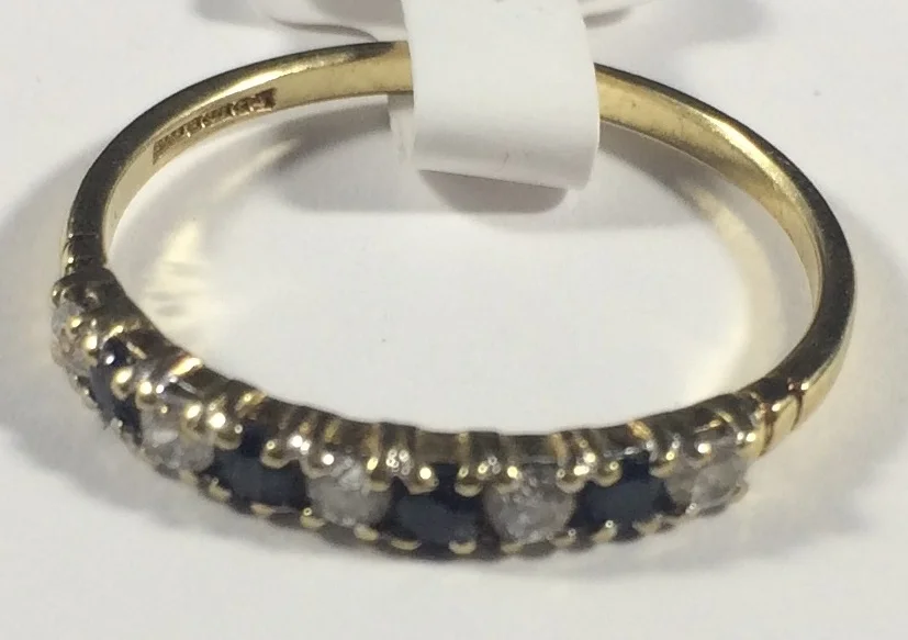 9ct Cubic Zirconia & Blue Stone (half) Eternity Ring ref P1263 £25.jpg