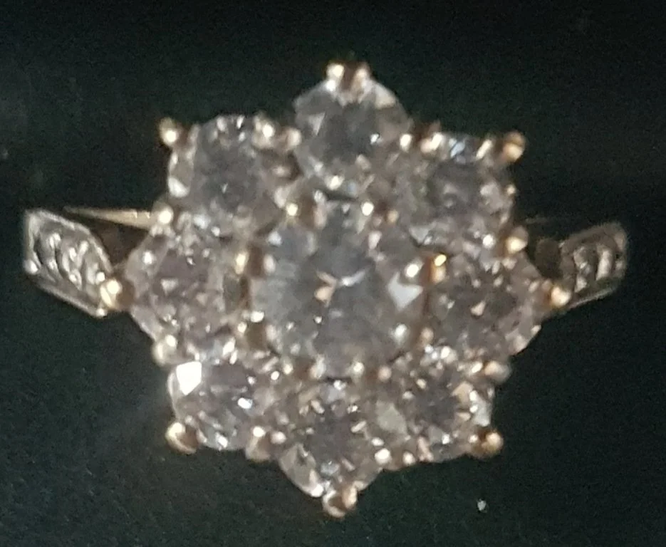 9ct cz cluster ring size n r905 £90.jpg