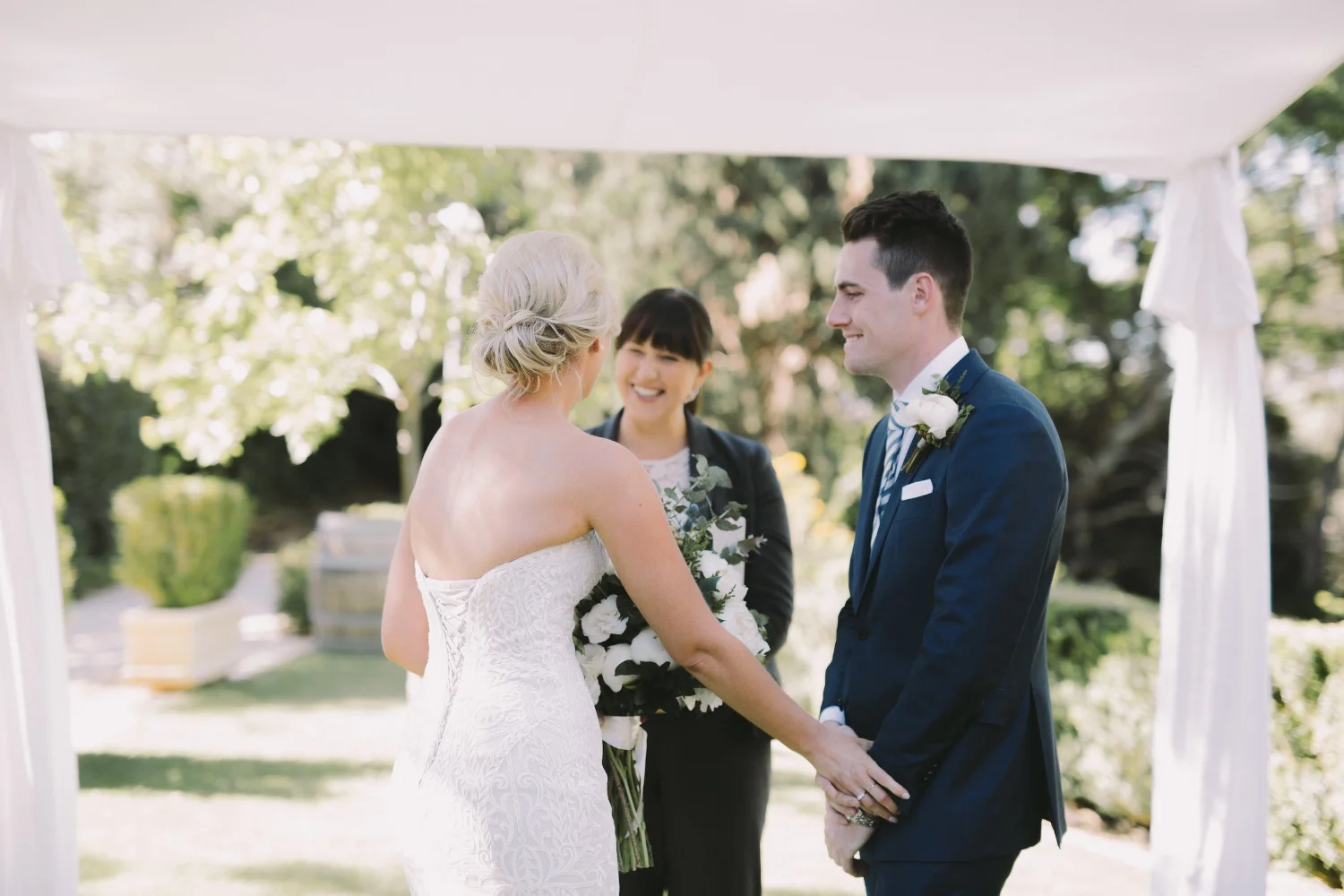Lauren and Max's wedding ceremony at Marybank