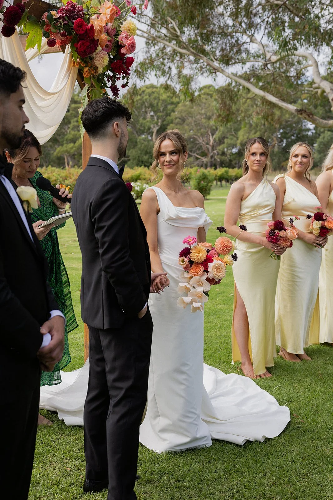Tess and Michael's wedding ceremony created and conducted by Adelaide Celebrant Camille Abbott at Lakebreeze Wines, Langhorne Creek. Photo by Luke John Photography