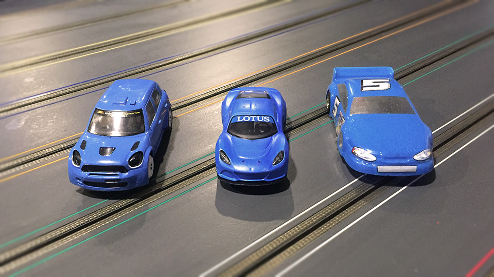 The Mini Cooper, Lotus and Soft shell slot cars