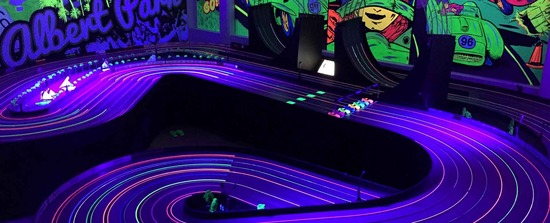 Fluro slot car racing for all! Book Now