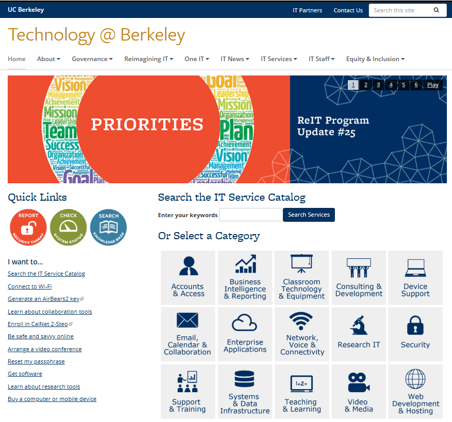 IT Service Catalog (part of Technology site 2014-2024)