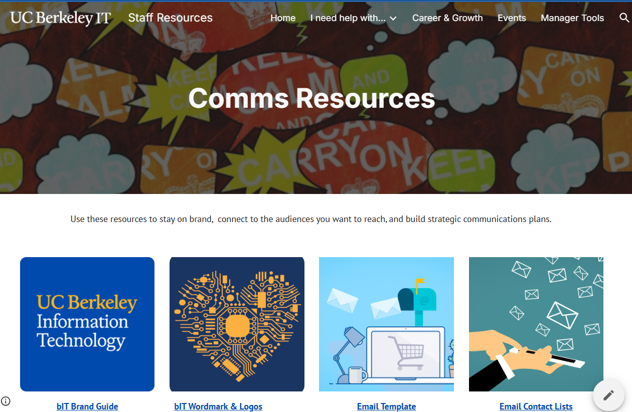 bIT Staff intranet Comms Resources page