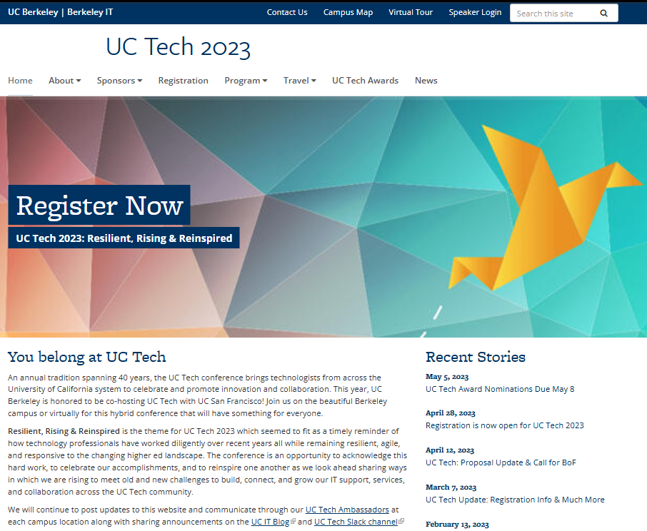UC Tech 2023 Website with Registration Promo