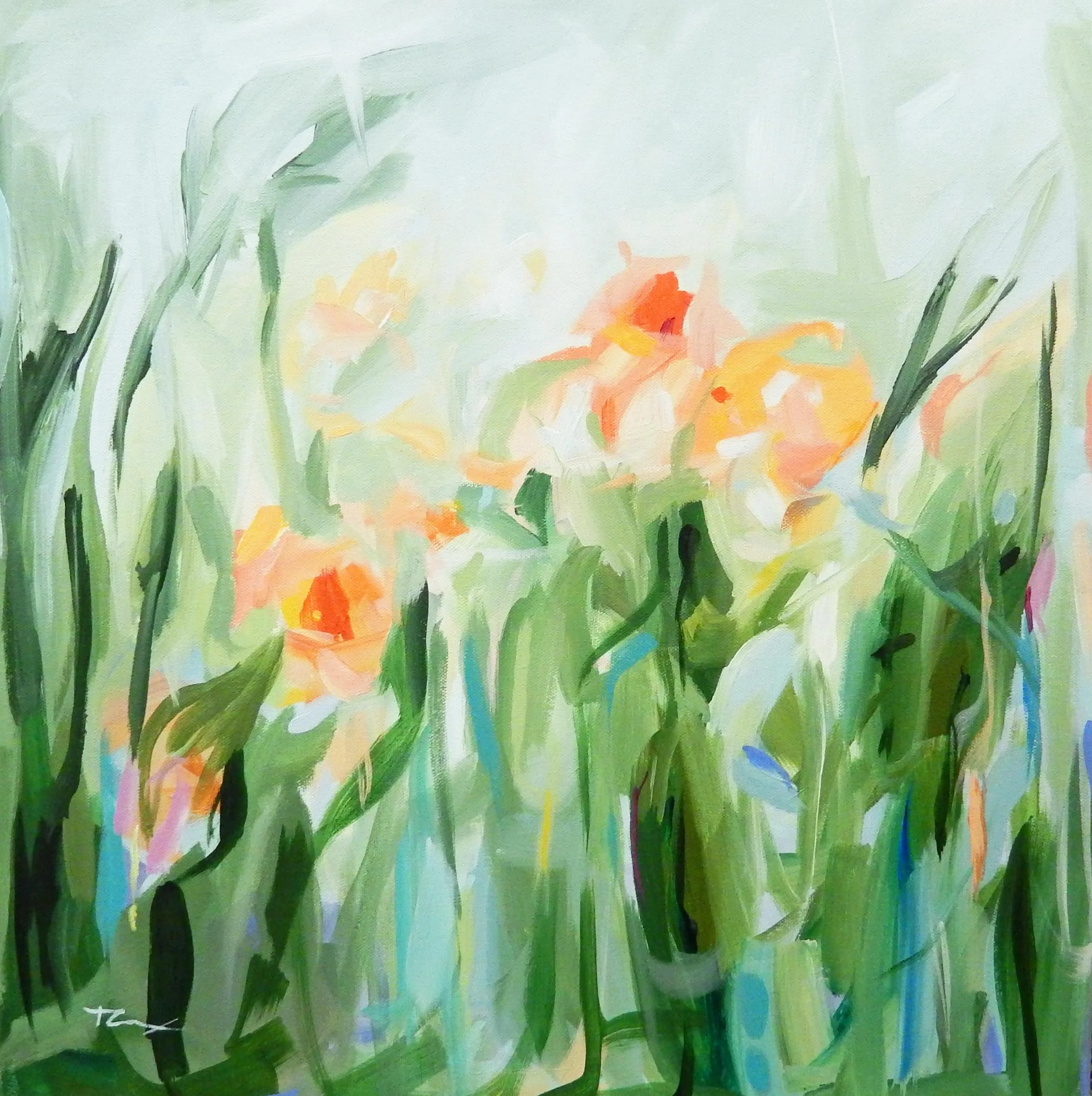 tangerine, 18 x 18 acrylic on canvas 