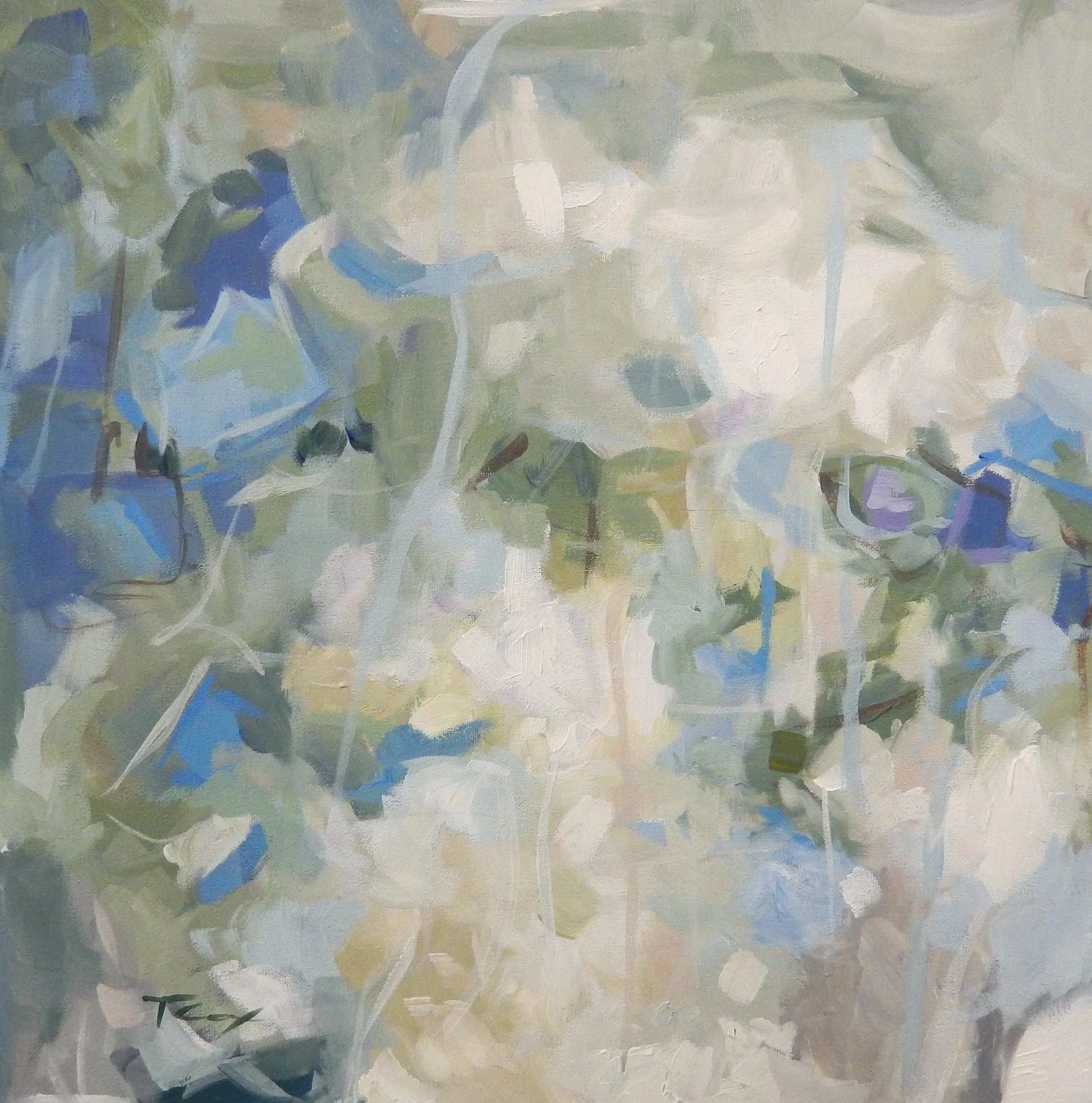 garden brush II, 16 x 16 acrylic on canvas