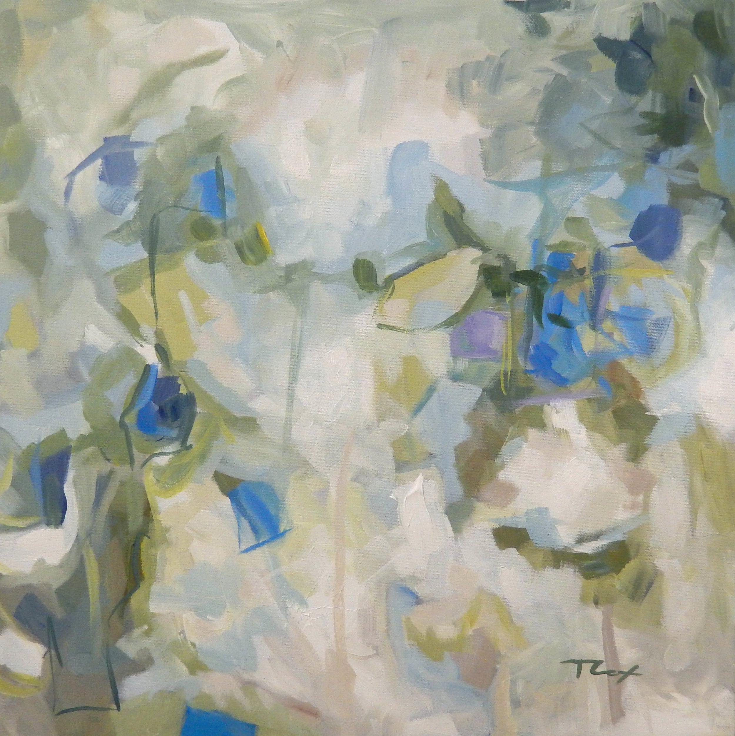 garden brush, 16 x 16 acrylic on canvas