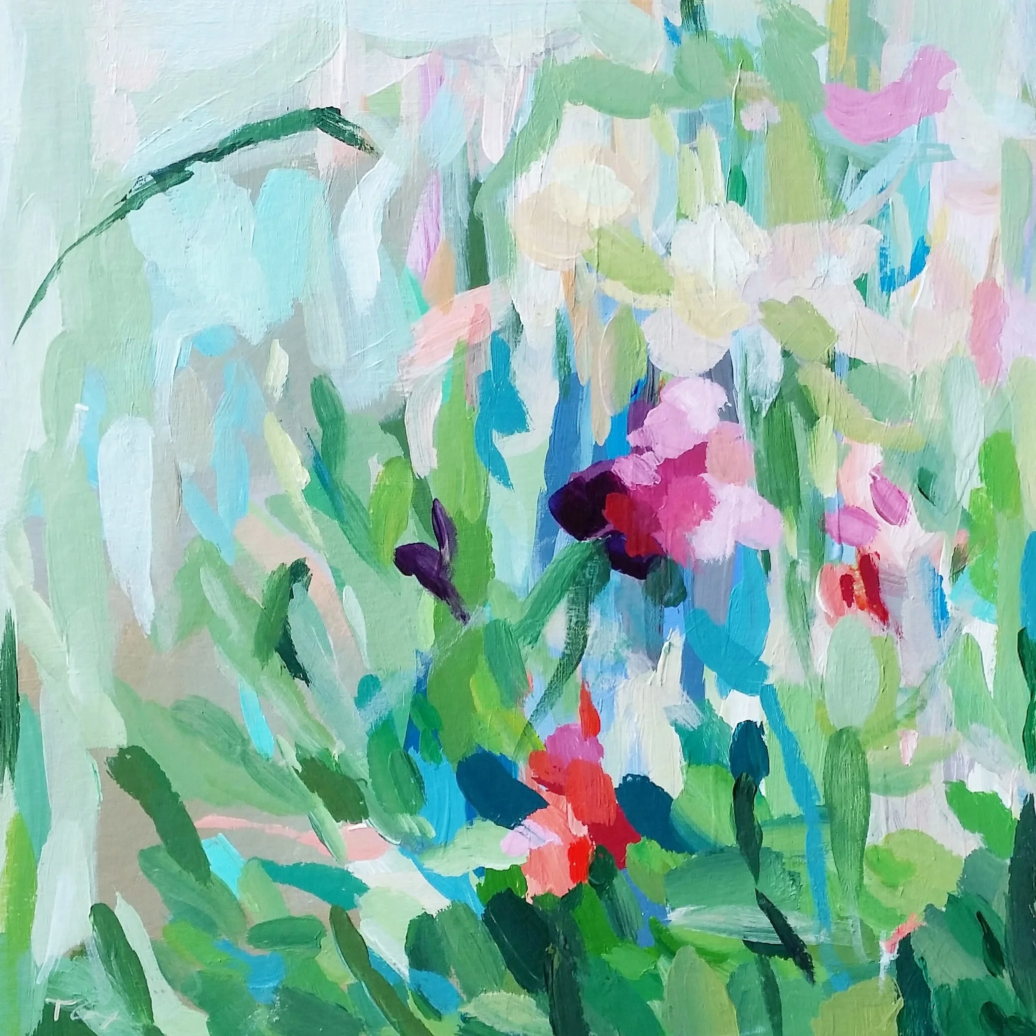 bloom, 8 x 8 acrylic on panel