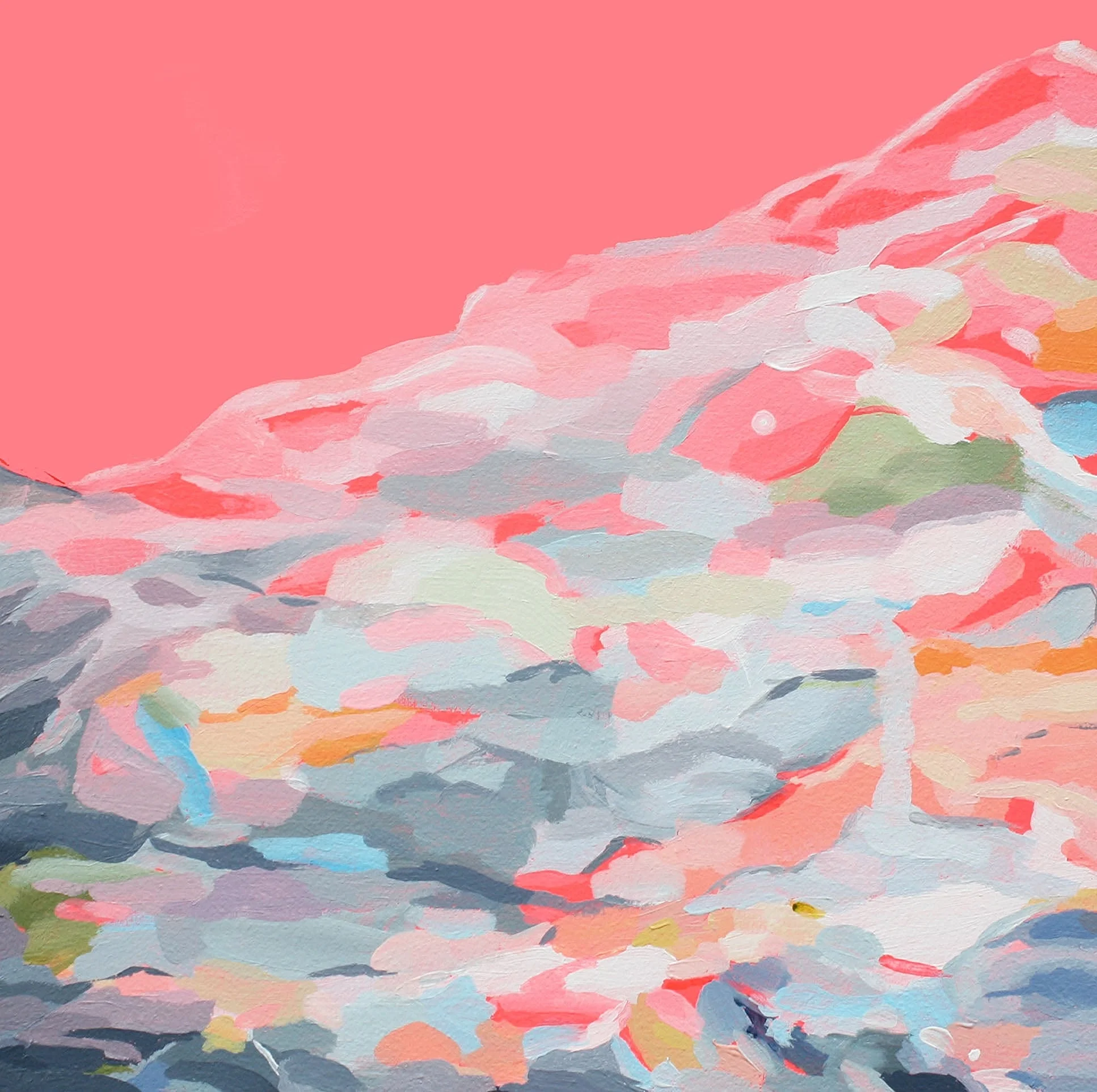 fluorescent mountain, 8 x 8 acrylic on panel
