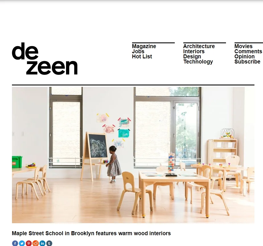 Maple Street School in Brooklyn features warm wood interiors. DEZEEN. Dan Haworth.