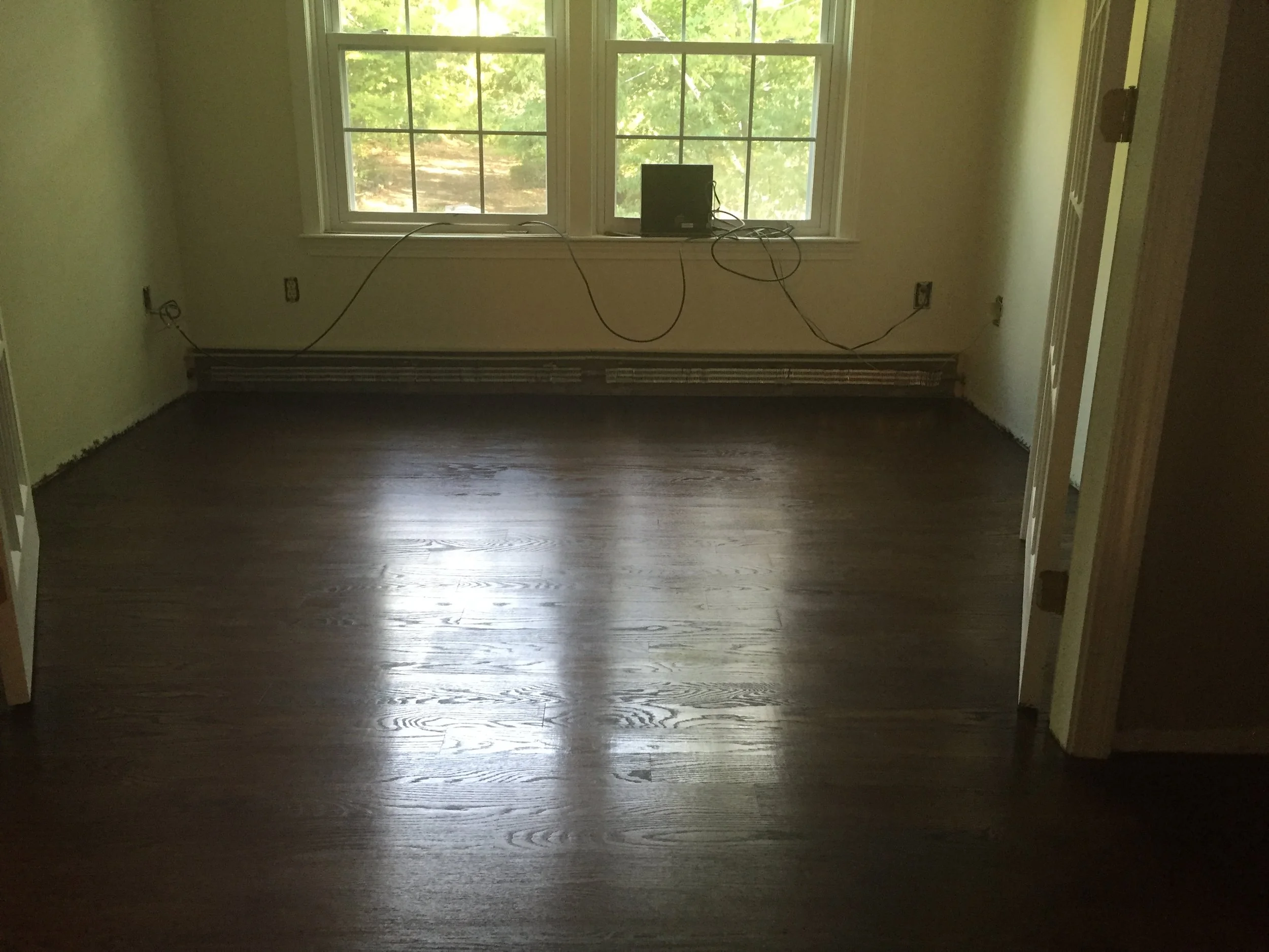OFFICE - Red Oak - 3 coats of Minwax Jacobean 2750 - No Poly
