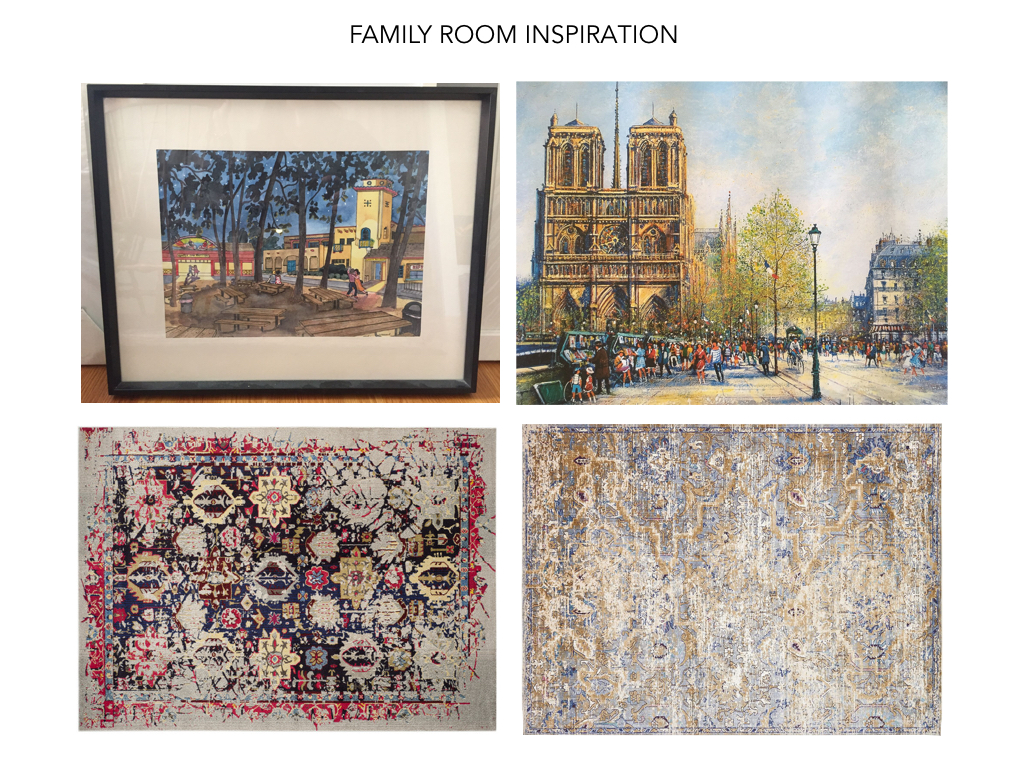 Inspired by client's existing art, which will be re-framed for new design plan
