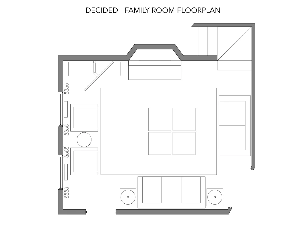 Decided floorplan: all but end tables next to sofa and area rug size have changed