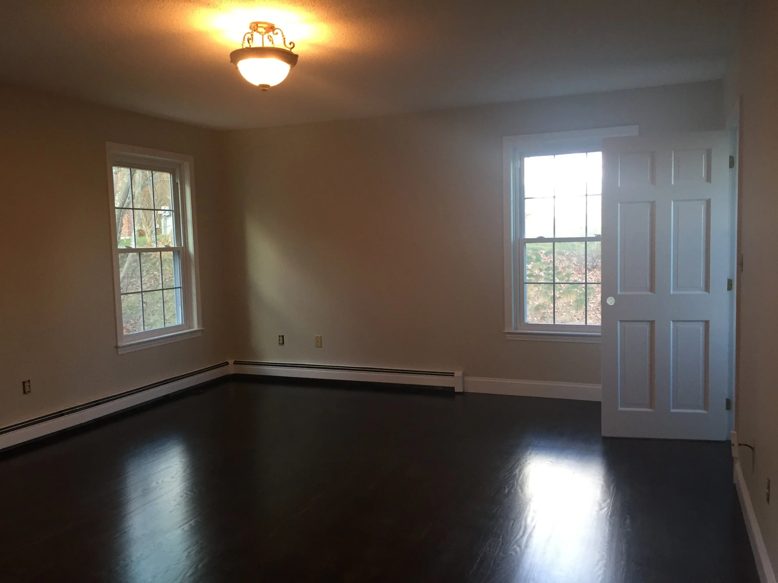 Master Bedroom - FINISHED - Red Oak - 3 coats of Minwax Jacobean 2750 with Satin Poly & New Baseboard