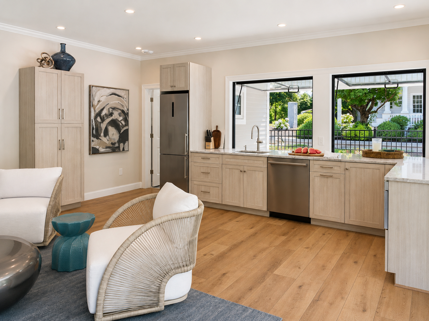 Interior photo of Pool House Interior Design Kitchen and Sitting Area