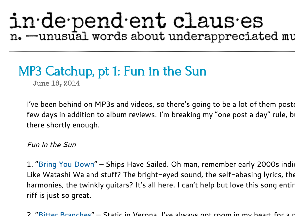 Independent Clauses "MP3 Catchup, pt 1: Fun in the Sun" June 14, 2014