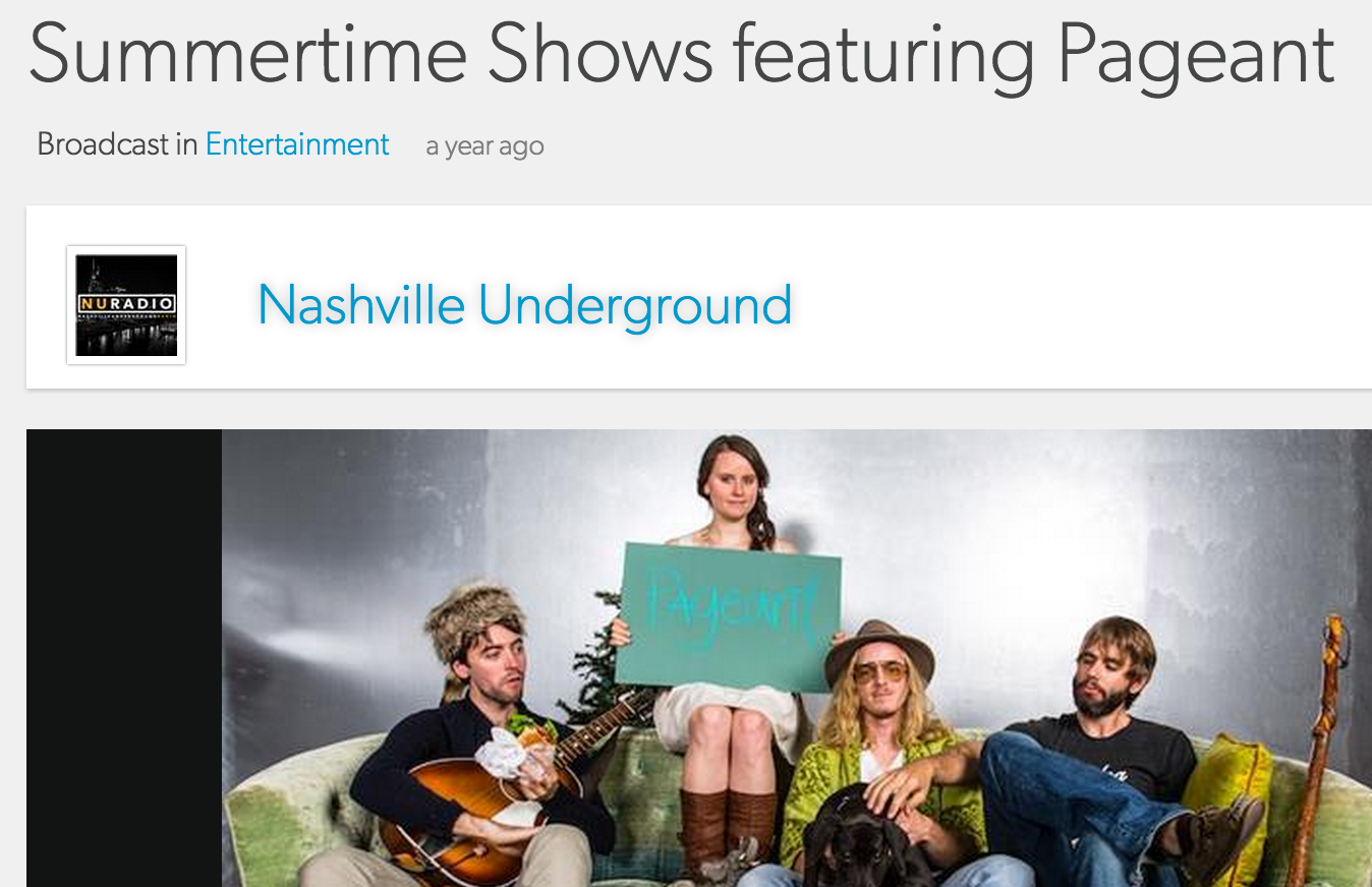 Nashville Underground " Summertime Shows featuring Pageant" June 10, 2014