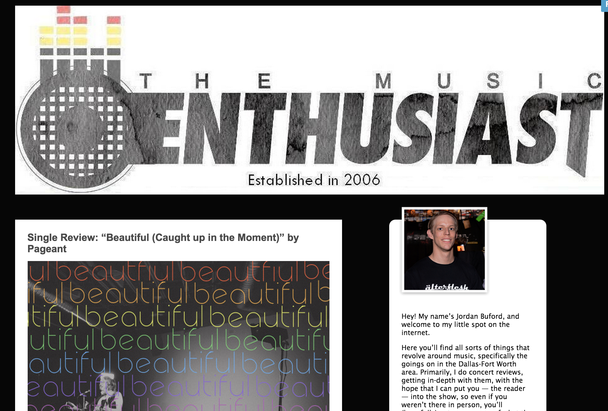 The Music Enthusiast "Single Review: “Beautiful (Caught up in the Moment)” by Pageant" Oct 7, 2015