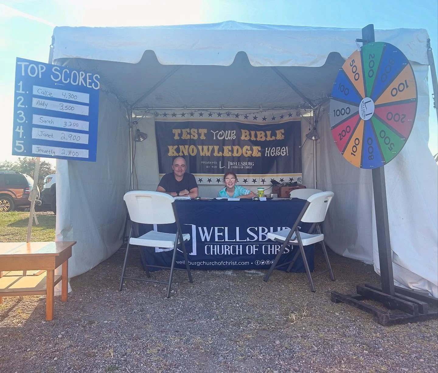 We are all set-up and ready for another beautiful weekend at the Brooke County Fair in Wellsburg, WV! Come test your Bible knowledge - ALL WEEKEND! Will you make our final Bible Knowledge Leaderboard? 
#community #fun #BrookeCounty #OhioValley #gospe