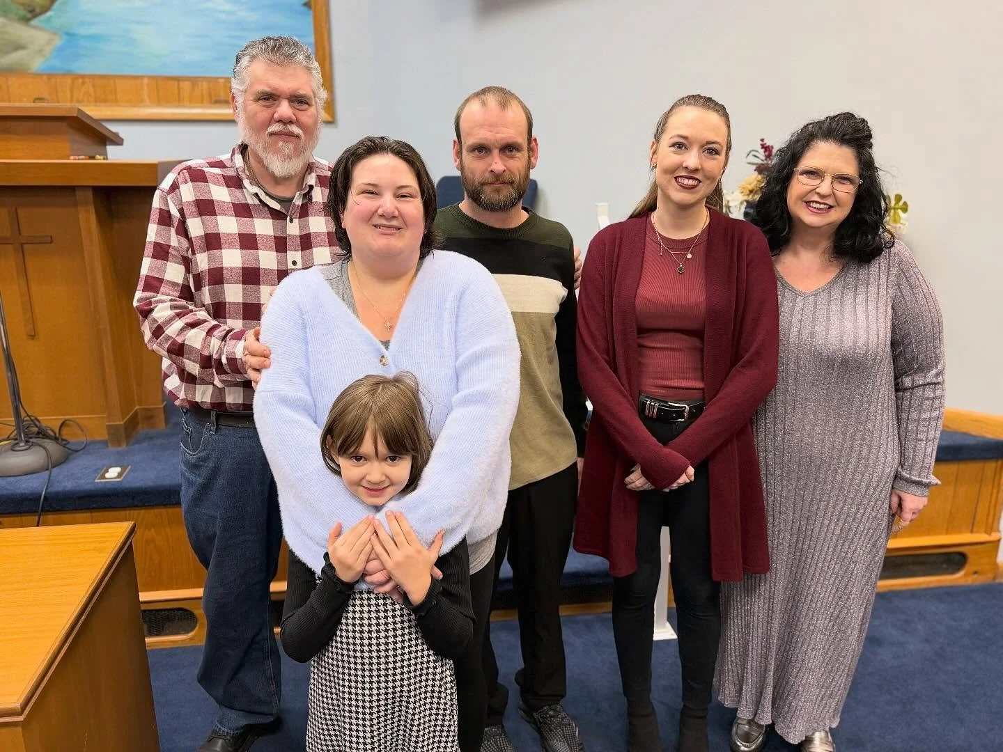 We rejoice today as Jamie Pepe (in blue) was baptized into Christ! 💙 With her family and church family present, she made a beautiful commitment to follow Jesus. Please join us in celebrating this wonderful moment.