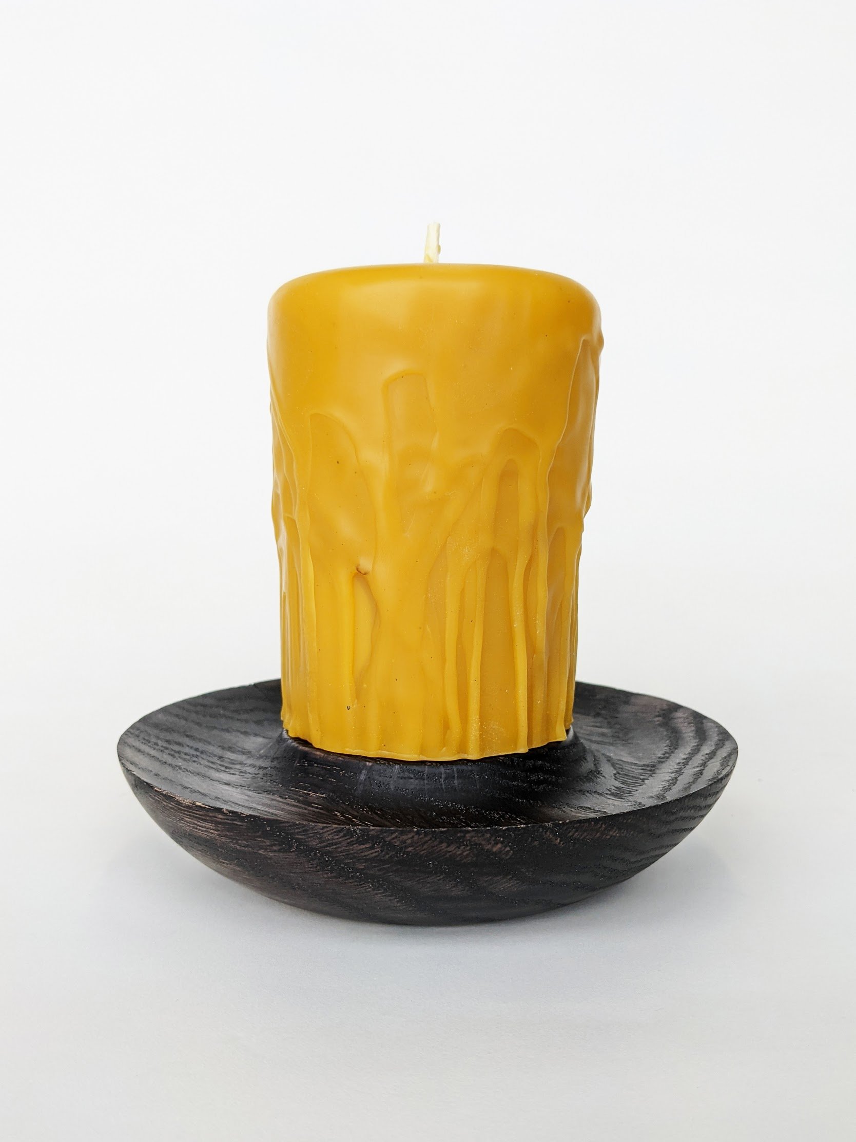  blackened oak pillar candle dish 