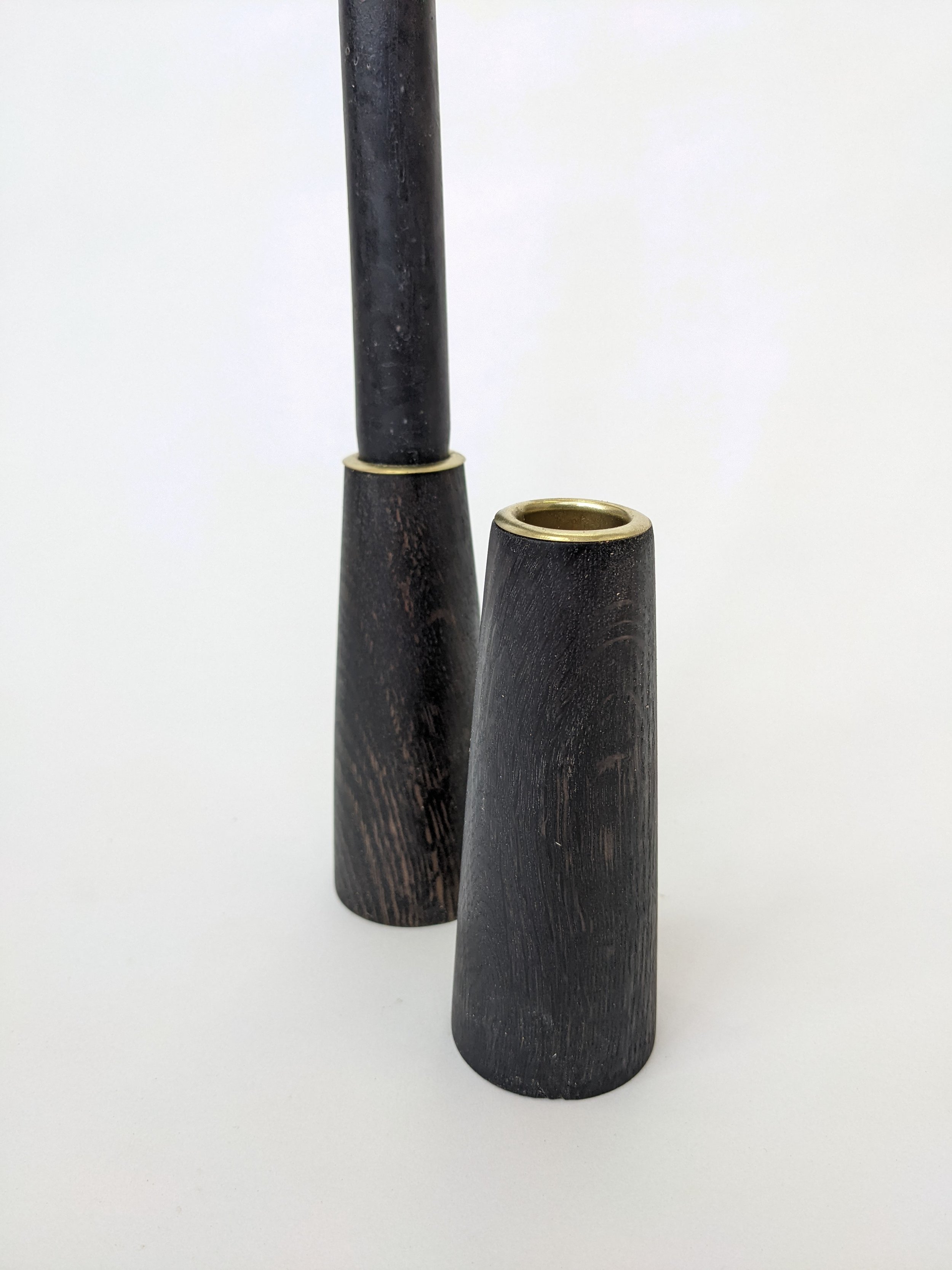  blackened oak candle stick 