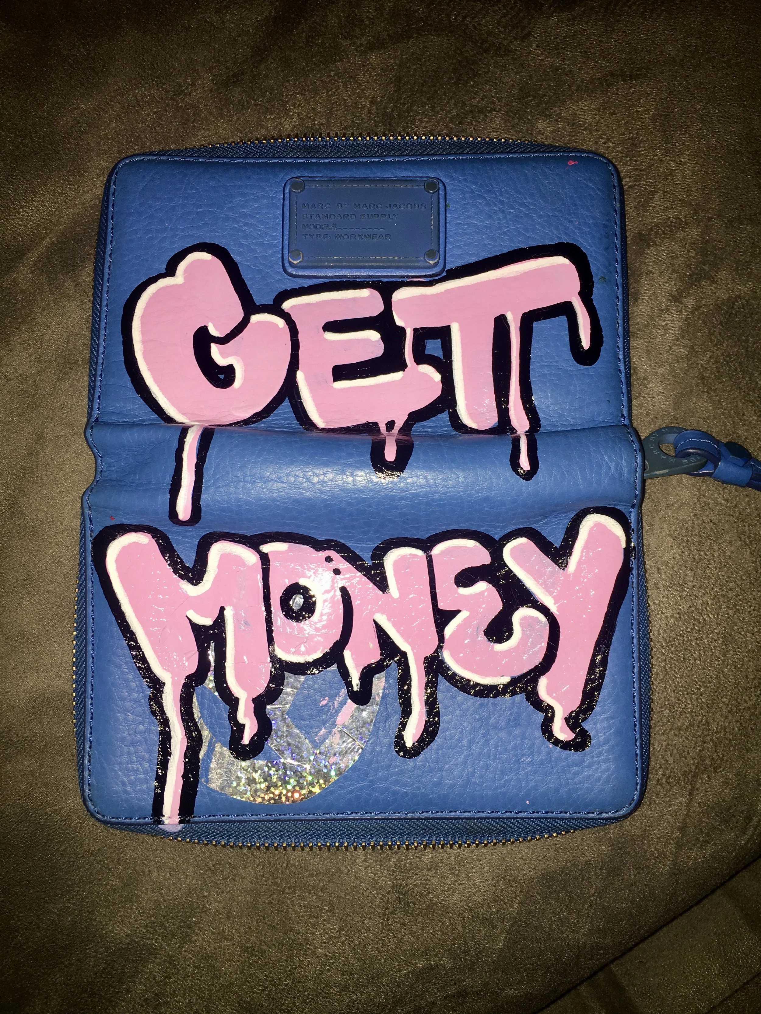 Fuck Bitches, 2017 Enamel and oil-based ink on used Marc Jacobs wallet
