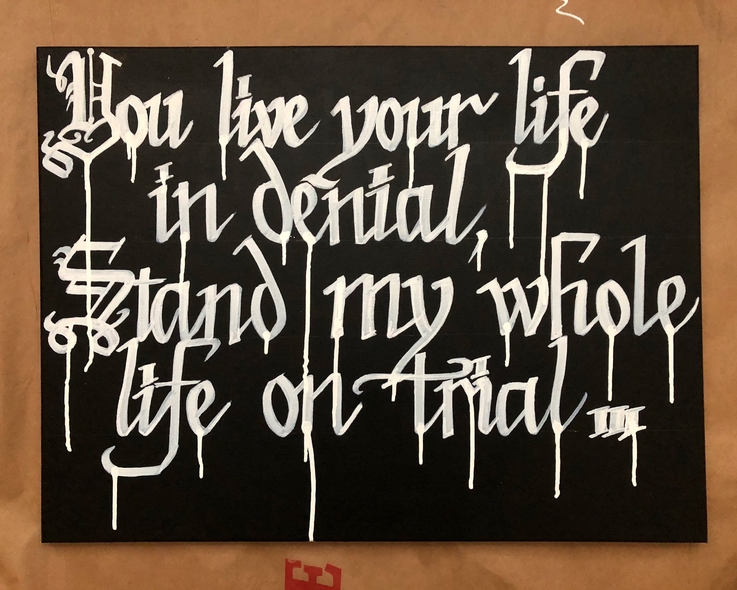  LIAR (18x24”), Spray paint &amp; ink on cavnas, 2019 