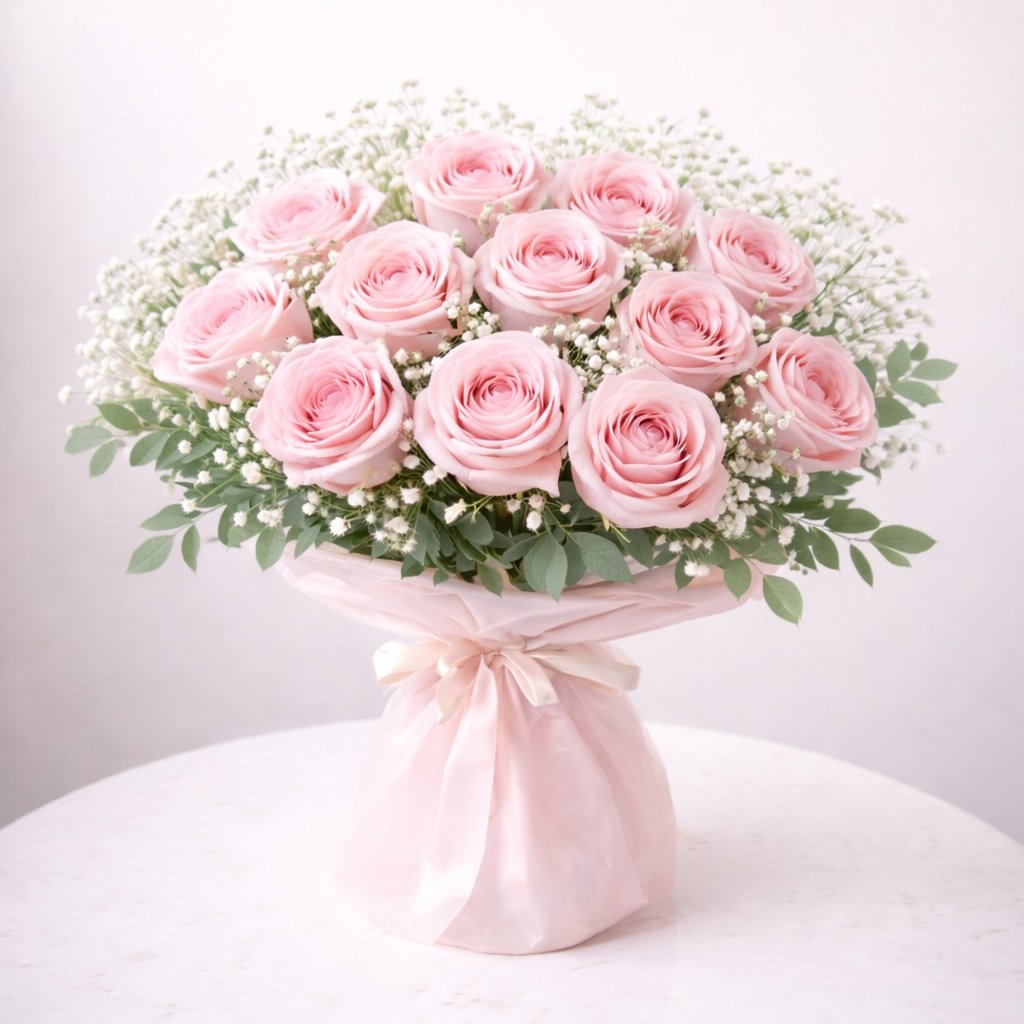 A Dozen Pink Roses