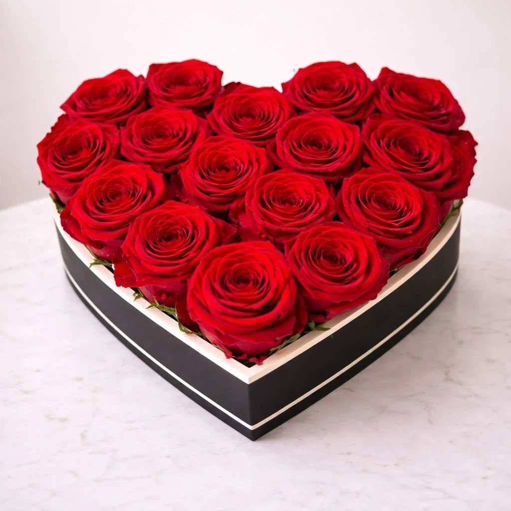 Heart-Shaped Box of Red Roses