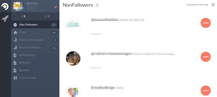 UPDATE: Crowdfire used to show "NonFollowers" and "Recent Unfollowers." Instagram no longer provides tools with access to carry out this type of action.