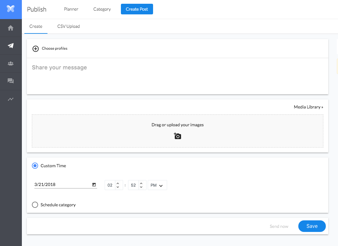 Statusbrew's publishing dashboard with the drag-and-drop feature