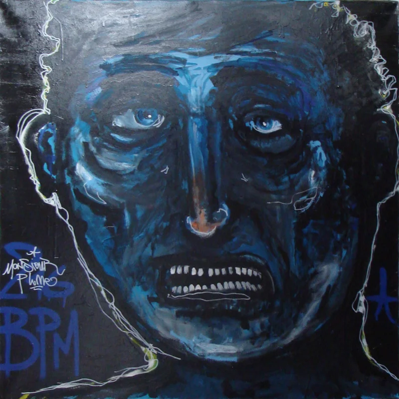 Février 2012 - Technique mixte sur toile - 1m x 1m - 296 bpm