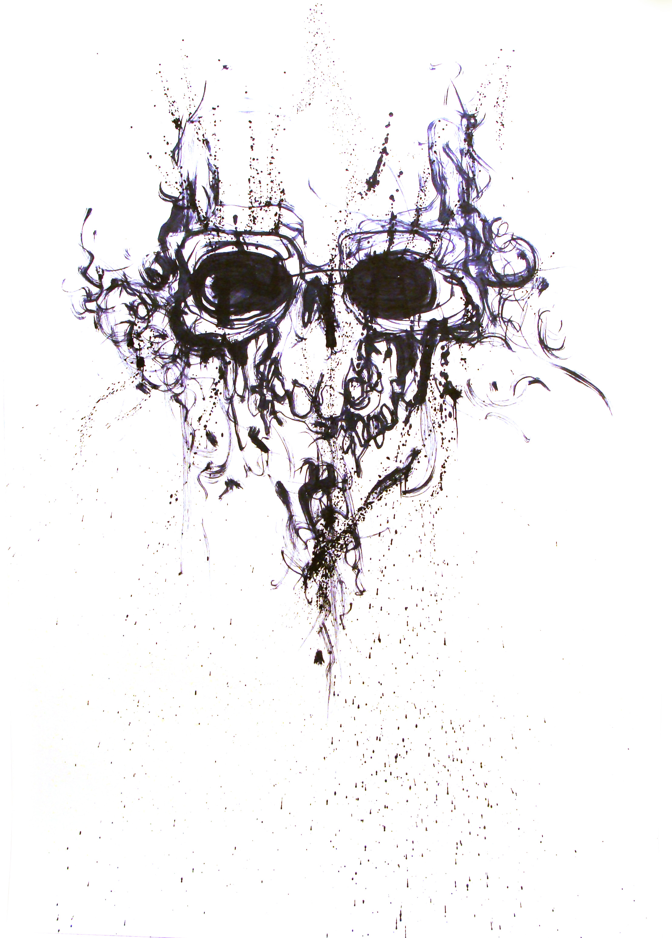 Janvier 2012 - Encre sur affiche - 70 x 100 - Crâne d'encre