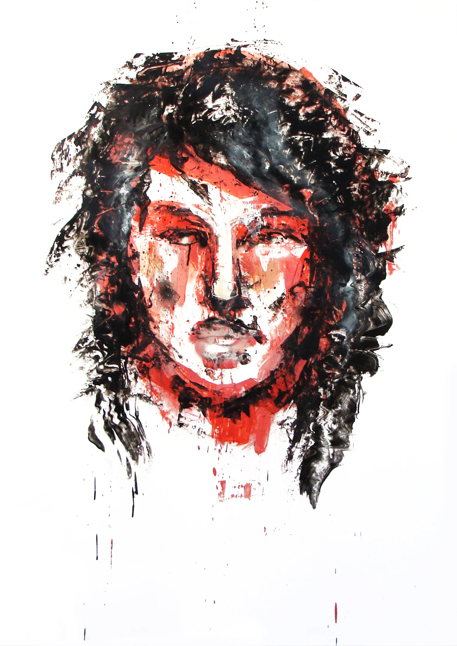 Février 2012 - Aérosol sur affiche 70 x 100 - Encre femme rouge