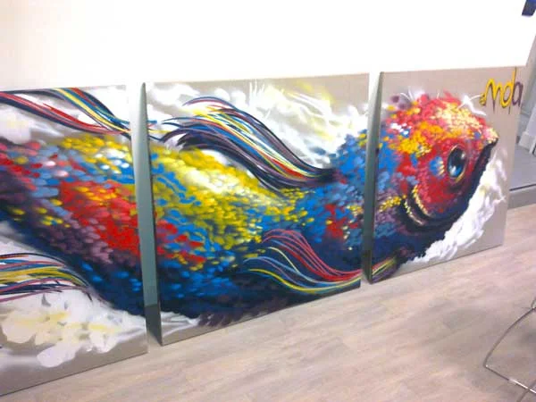 2011 - Aérosol sur toile, triptyque - Flying Fish