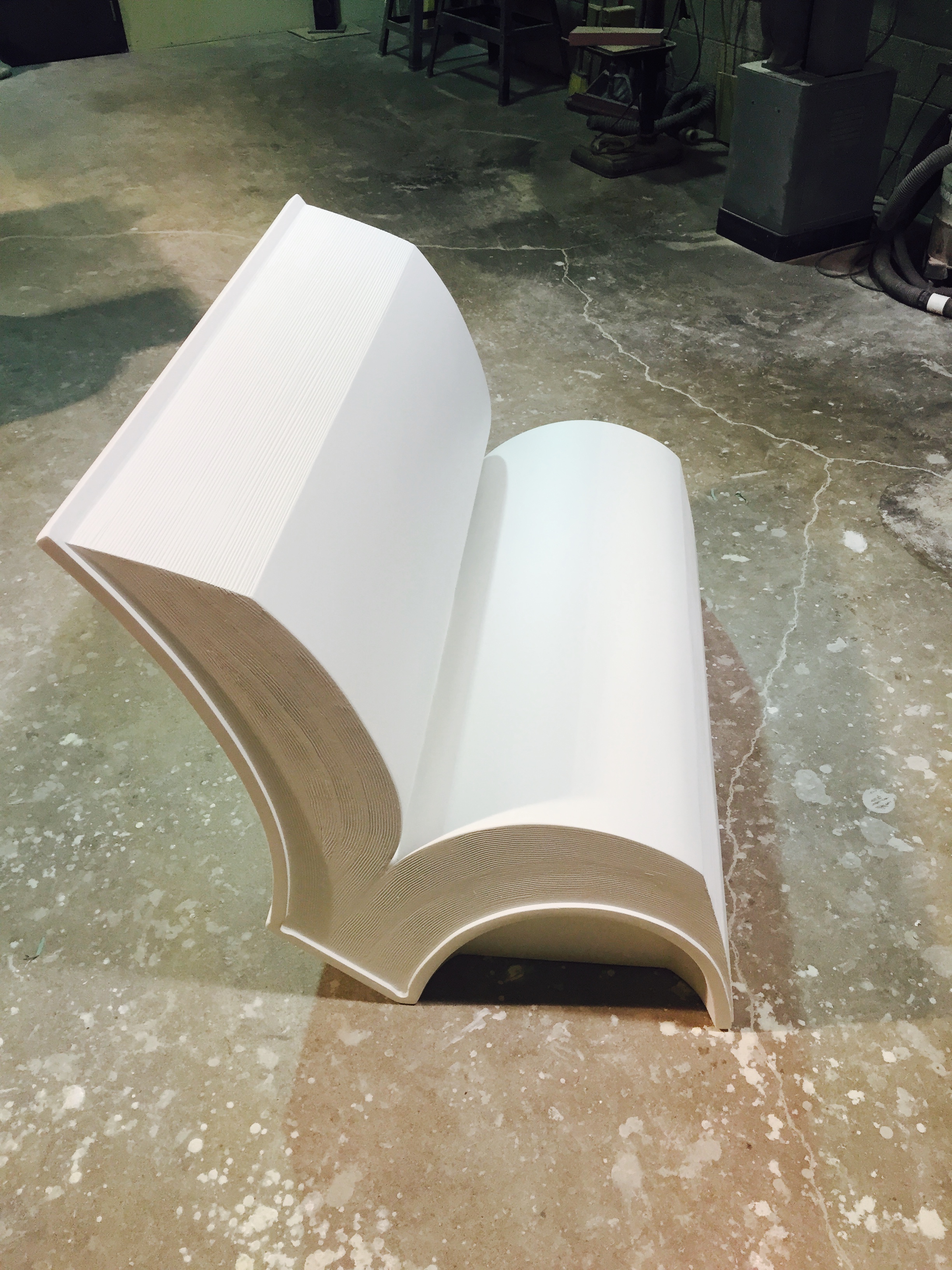 Finished Prototype fiberglass book bench