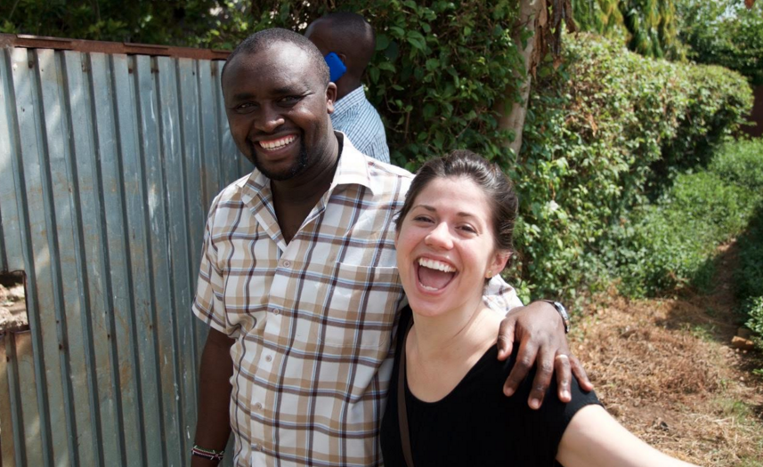 Duncan and Molly trying to beat the heat at the newest center in Changamwe.